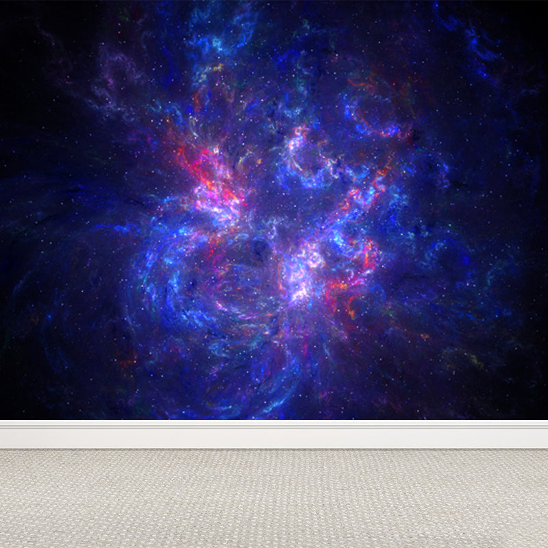 Space Milky Way Mural Wallpaper Contemporary Non-Woven Cloth Wall Art in Dark Color