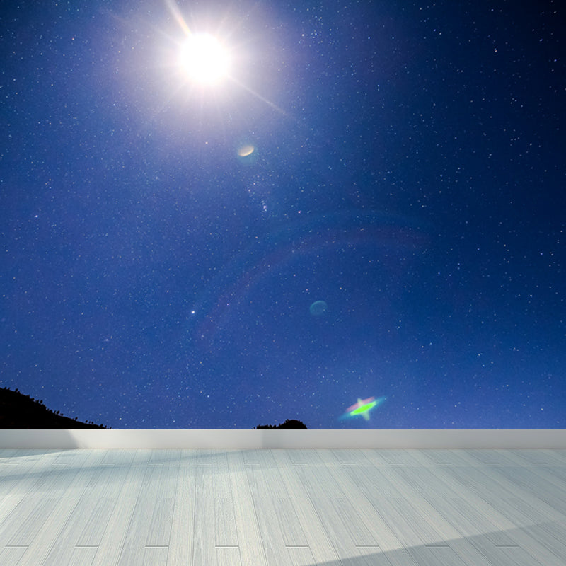 Space Milky Way Mural Wallpaper Contemporary Non-Woven Cloth Wall Art in Dark Color