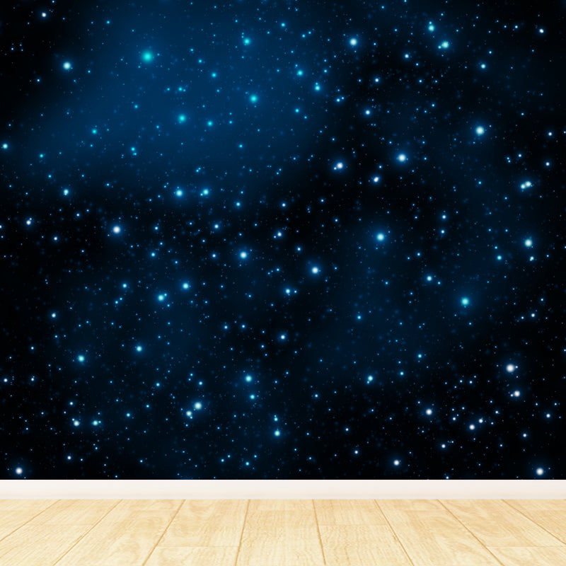 Night and Star Sky Mural Modern Smooth Wall Art in Dark Color for Children Bedroom