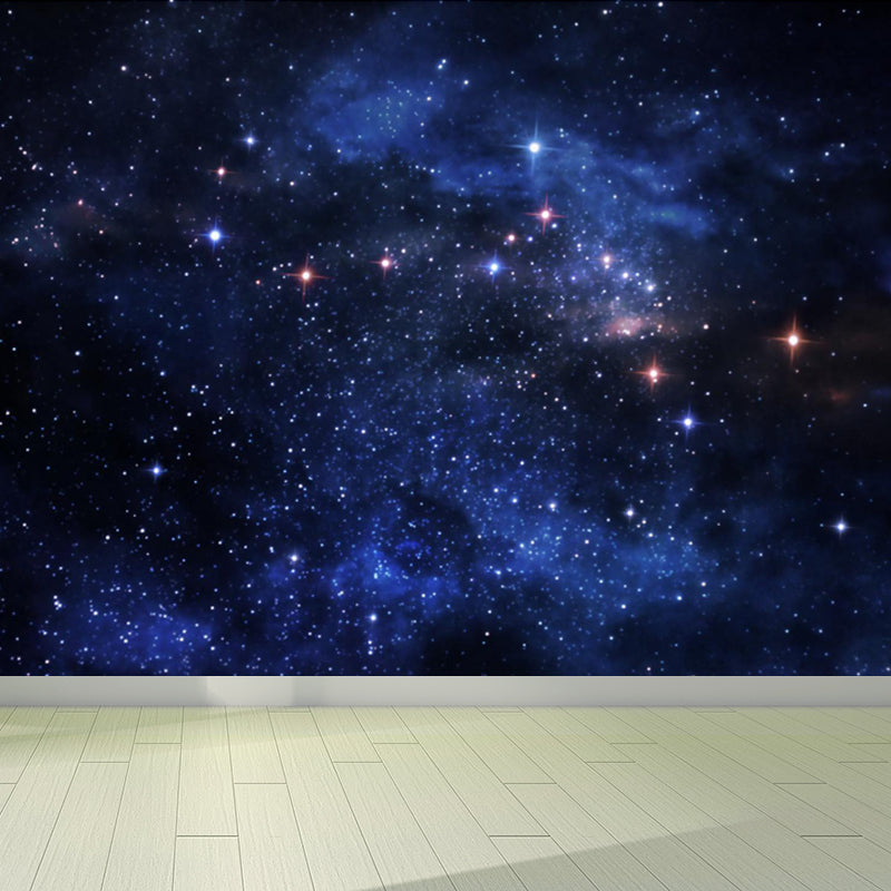 Night Sky Galaxy Printed Mural Decal Dark Color Modern Wall Decor for Kids Bedroom