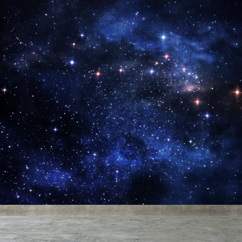 Autocollant Mural imprimé galaxie ciel nocturne, décoration murale moderne de couleur foncée pour chambre d'enfant