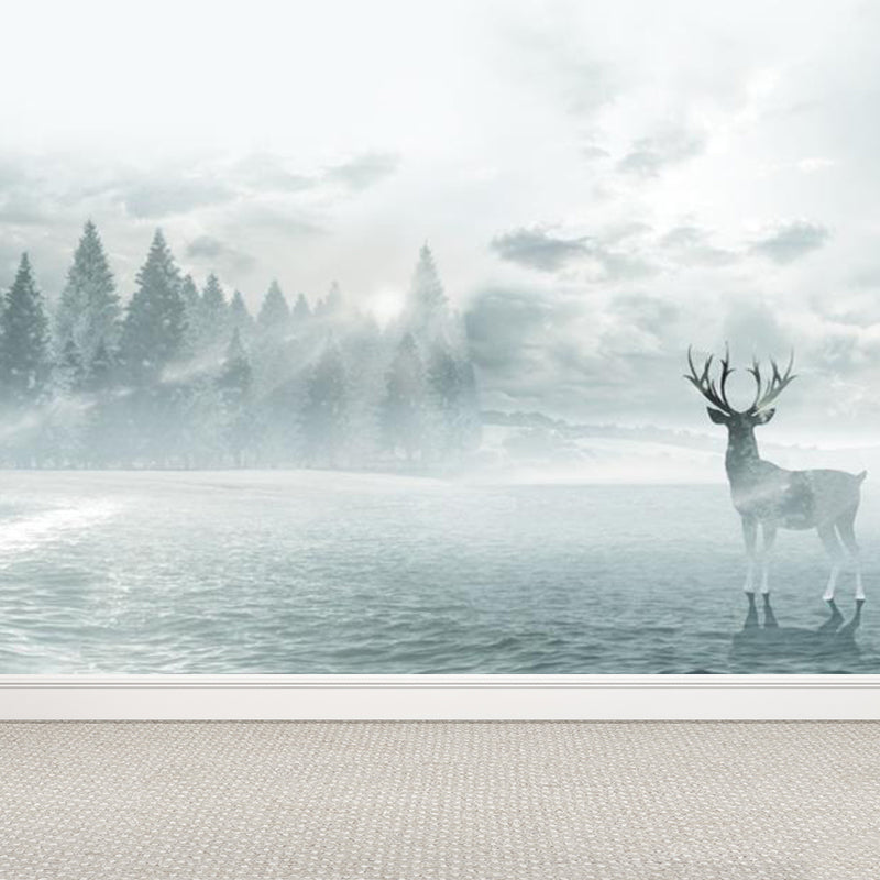 Illustration Botanical Wallpaper Mural for House Interior, Soft Color, Custom Made