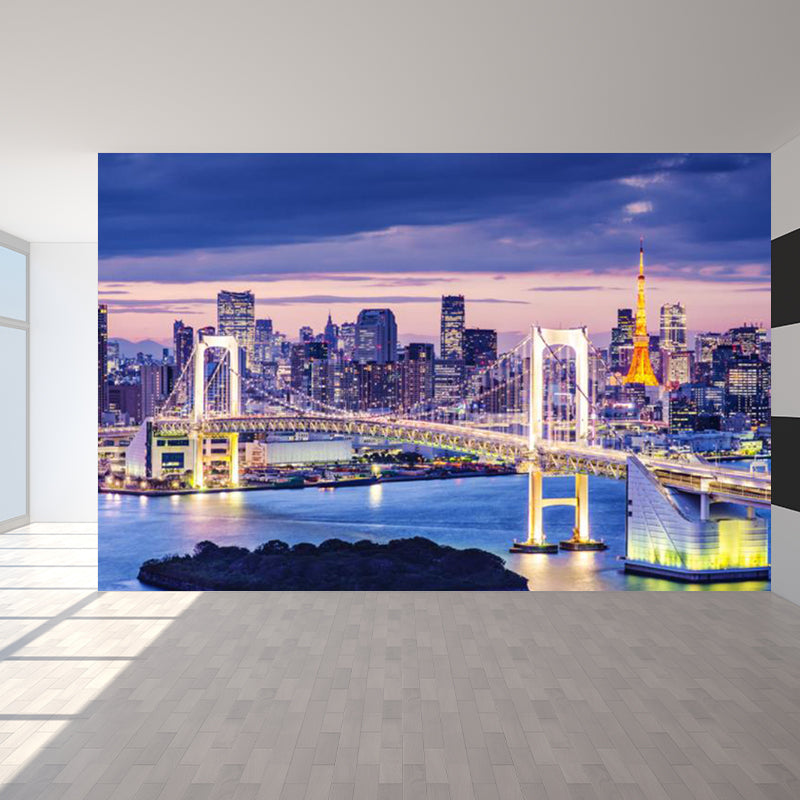 Stedelijk stadsbeeld muurschildering behang donkere kleur vochtbestendig wanddecoratie voor kamer