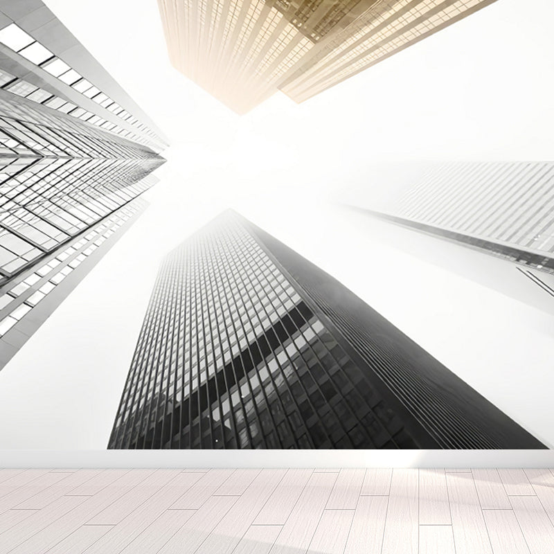 Urban Cityscape Mural Wallpaper Dark Color Moisture Resistant Wall Decor for Room