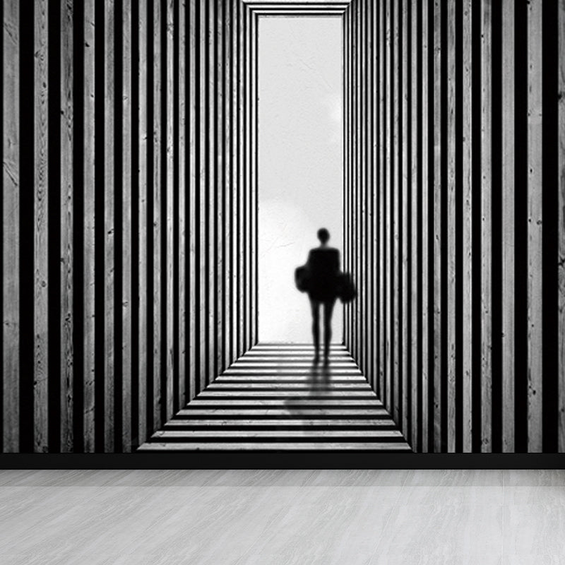 Urban Cityscape Mural Wallpaper Dark Color Moisture Resistant Wall Decor for Room