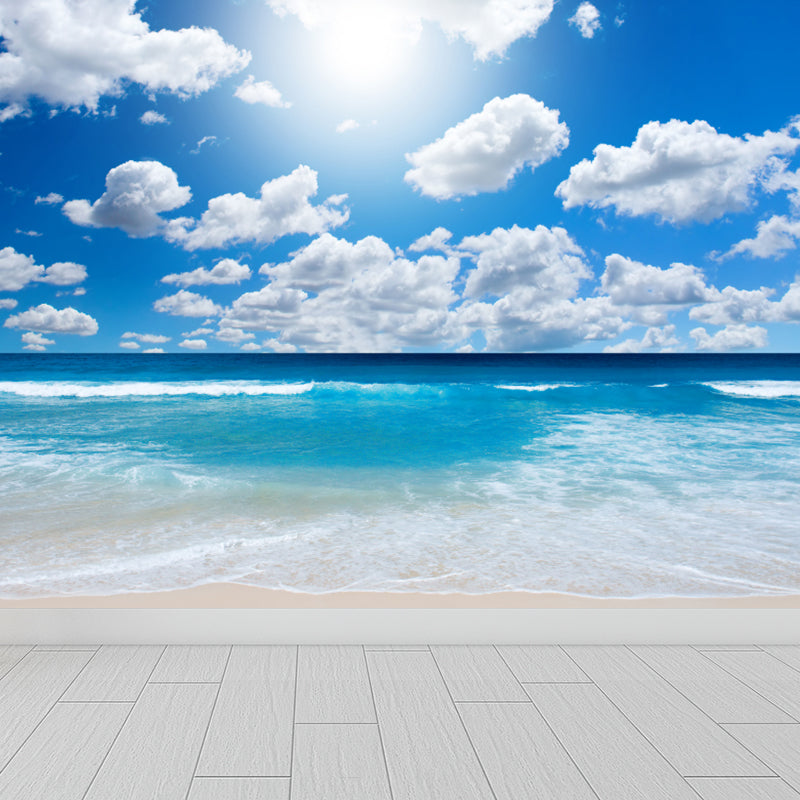 Modern Serene Sky Mural Wallpaper Non-Woven Stain-Proof Light Color Wall Art for Boys Room