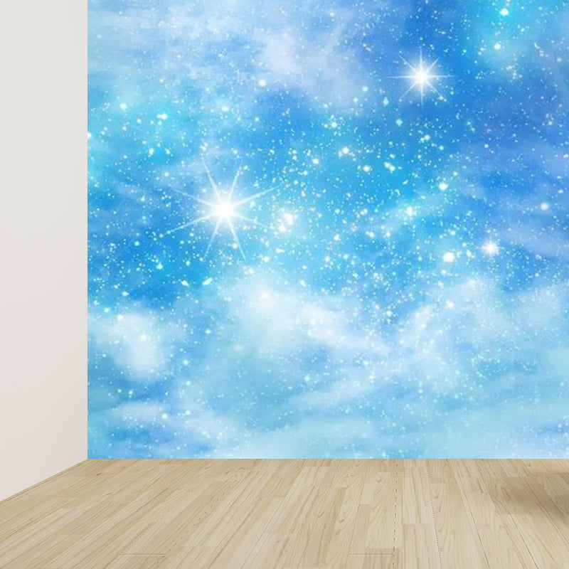 Modern Serene Sky Mural Wallpaper Non-Woven Stain-Proof Light Color Wall Art for Boys Room