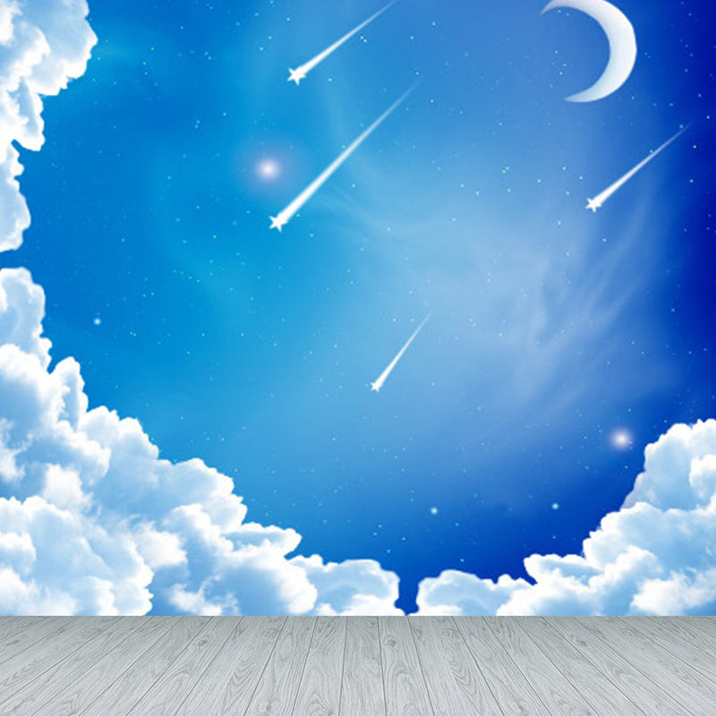 Modern Serene Sky Mural Wallpaper Non-Woven Stain-Proof Light Color Wall Art for Boys Room