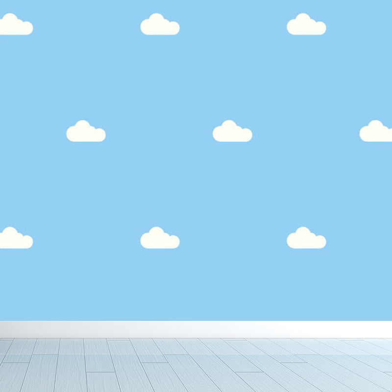 Contemporary Sky View Wall Mural for Bathroom Full Size Wall Covering in Soft Color