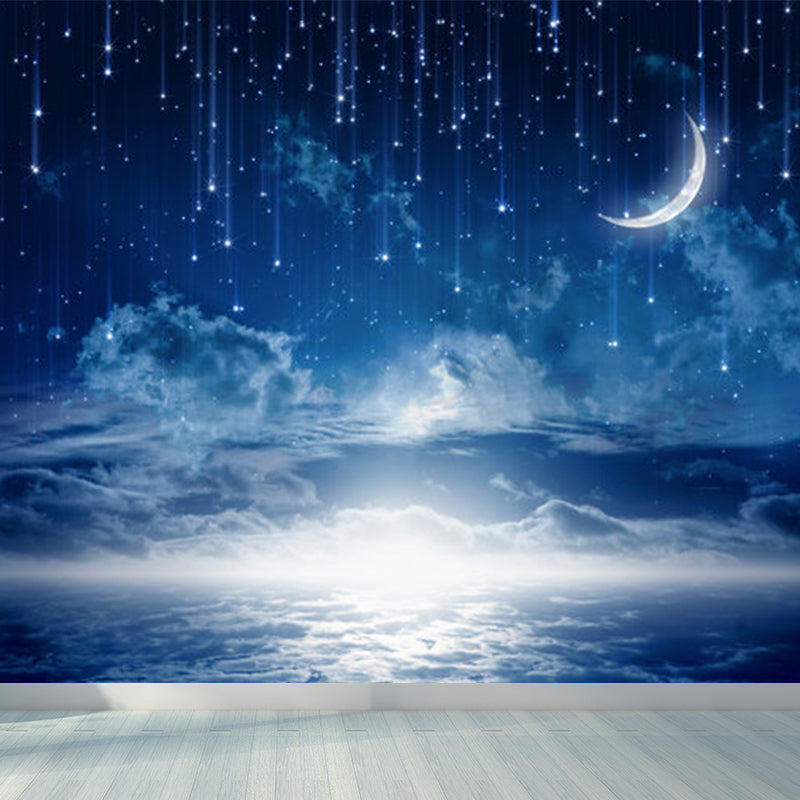 Contemporary Sky View Wall Mural for Bathroom Full Size Wall Covering in Soft Color