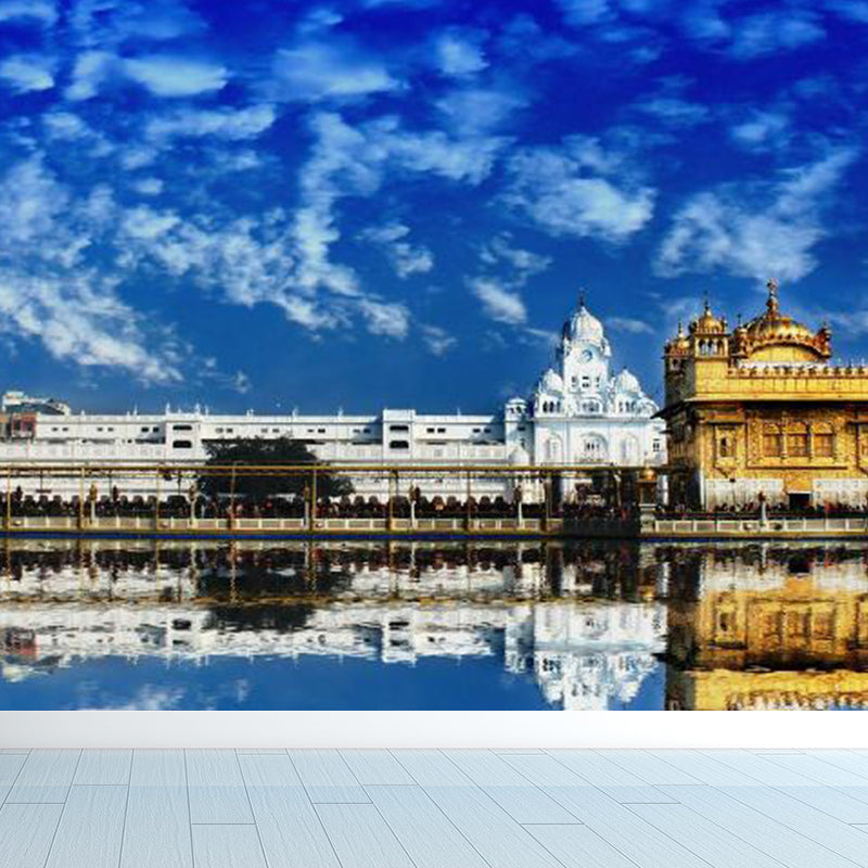 Full Size Photography Modern Mural Decal with Sky View in Pastel Color, Custom Size Available