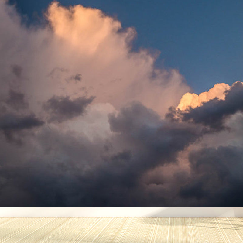Photography Style Cloud Mural Decal for Dining Room, Pastel Color, Custom Size Available