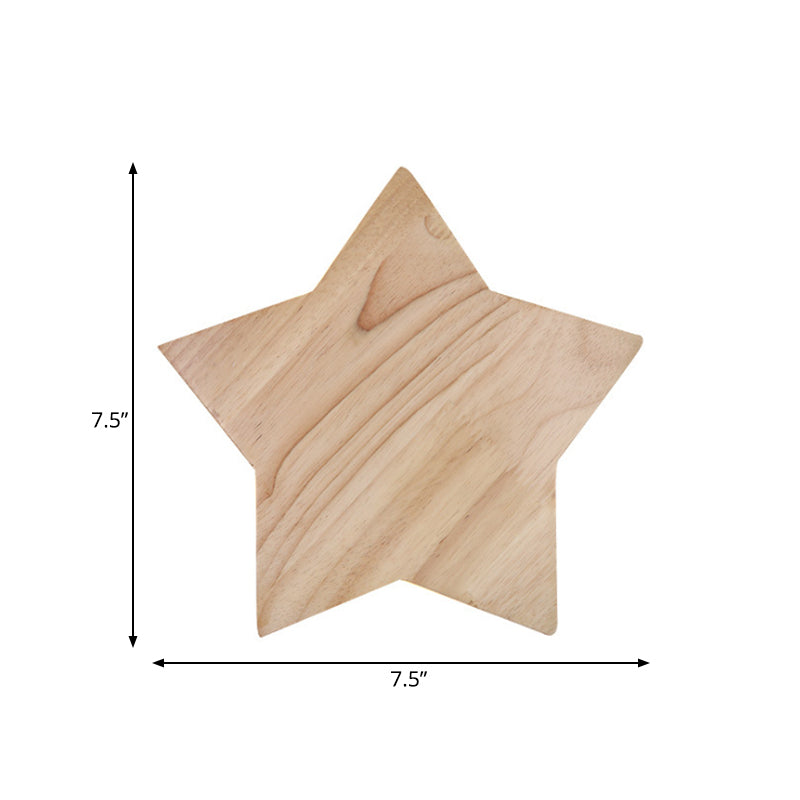 Wood Star Wall Sconce Modern Nordic Sconce Light in Beige for Child Bedroom Hallway