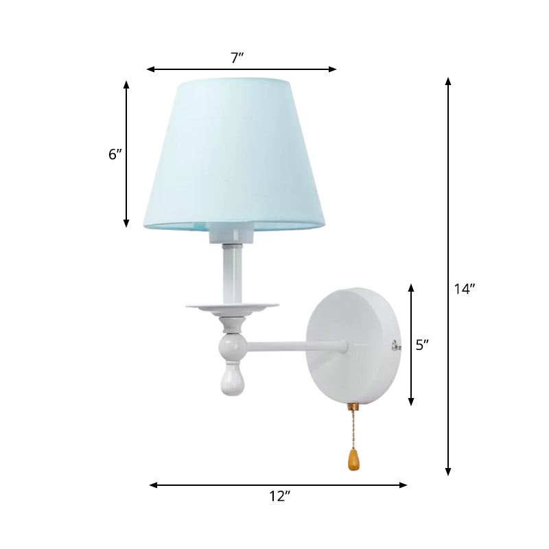 Stof taps toelopende schaduw wandlicht met trekketting eetkamer een licht modern sconce licht in blauw