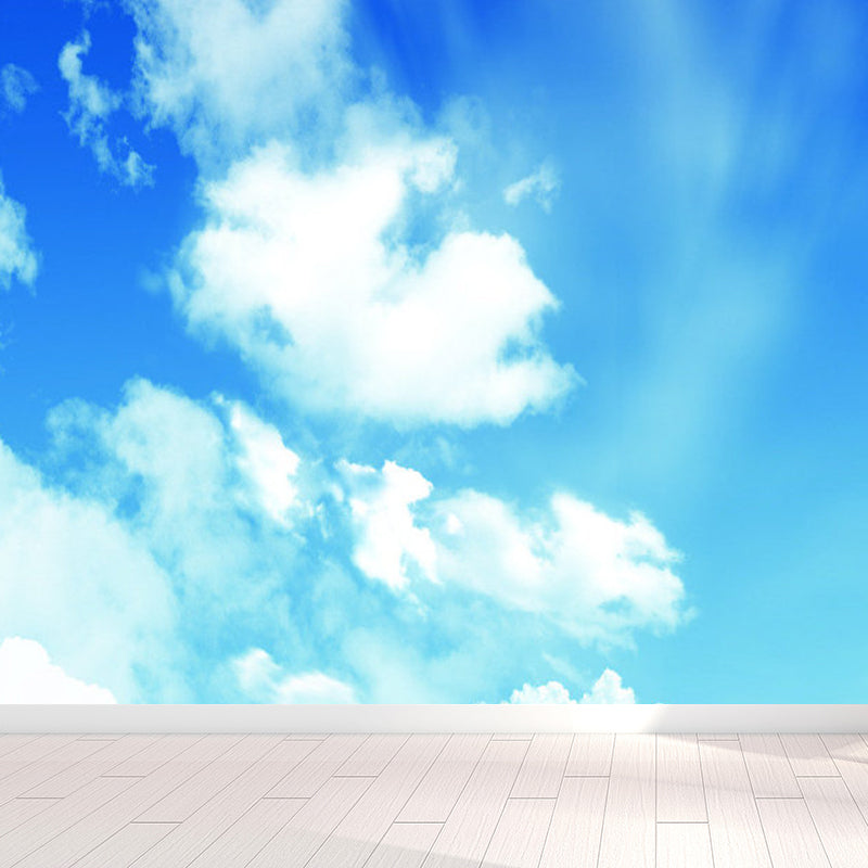 Stain Resistant Cloud View Mural Non-Woven Cloth Contemporary Wall Covering for Kitchen