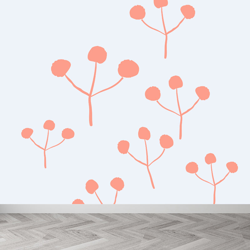 Childrens Art Tree Drawing Mural Soft Color Water Resistant Wall Covering for Kids Room