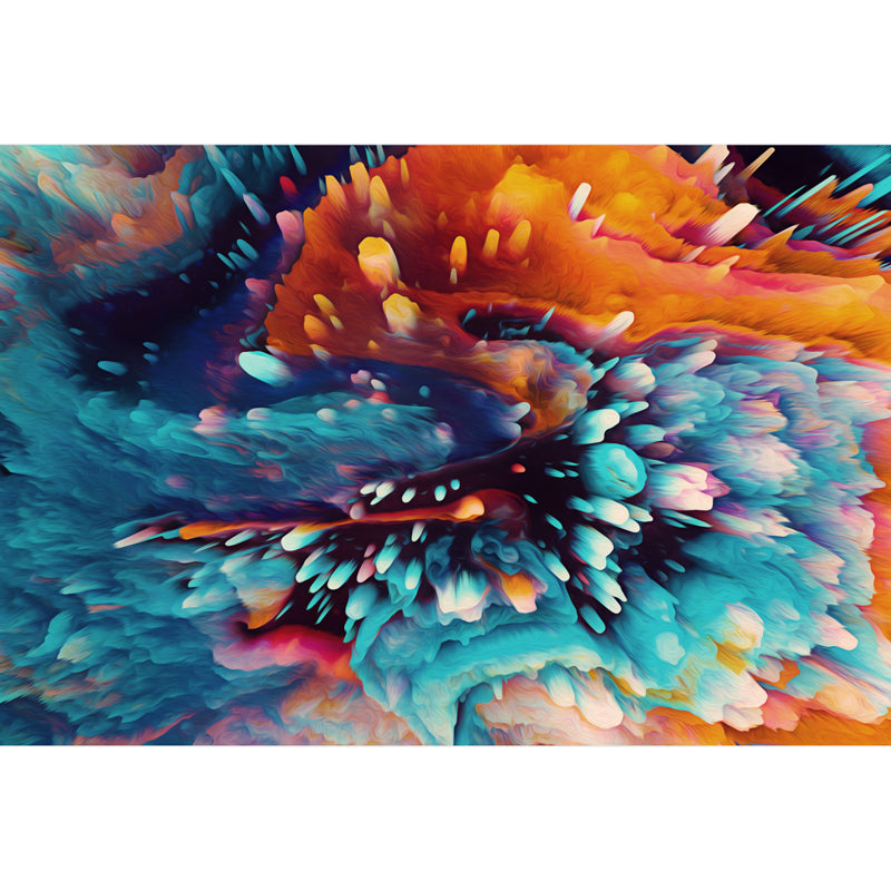 Modern Abstract Blossom Wall Mural Dark Color Moisture Resistant Wall Art for Bedroom