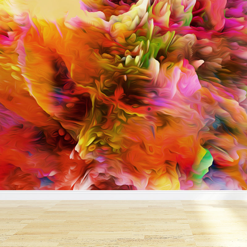 Modern Abstract Blossom Wall Mural Dark Color Moisture Resistant Wall Art for Bedroom