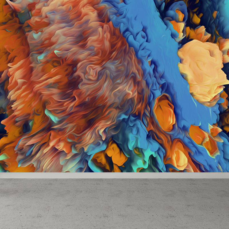 Large Burst Painting Mural Wallpaper Modern Enchanting Abstract Wall Covering in Multi Color