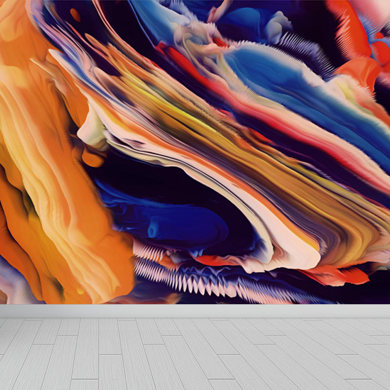 Contemporary Abstract Wallpaper Mural Multicolored Living Room Wall Art, Personalized Size
