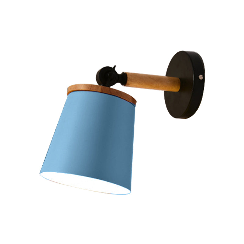 Single Light Trapezoid Sconce Light Rotatable Macaron Loft Metal Wall Lamp for Bedside