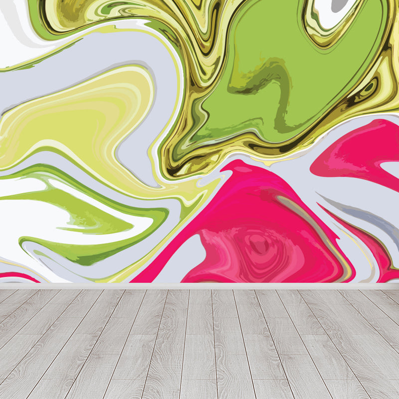 Modern Waves Mural Wallpaper for Family Room Personalized Wall Decor in Dark Color