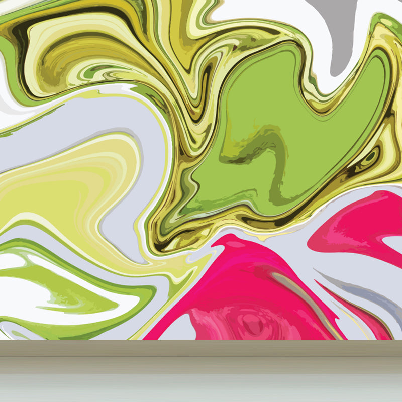 Modern Waves Mural Wallpaper for Family Room Personalized Wall Decor in Dark Color