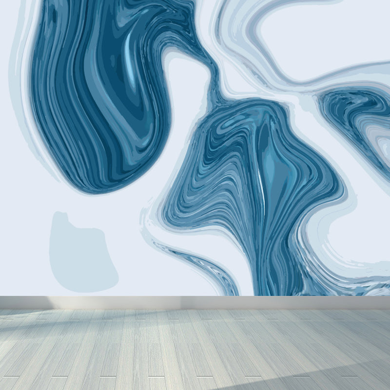 Wavy Patterned Wall Mural Decal Soft Color Modern Wall Covering for Teenage Bedroom