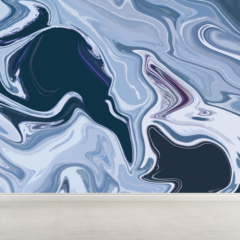 Wavy Patterned Wall Mural Decal Soft Color Modern Wall Covering for Teenage Bedroom