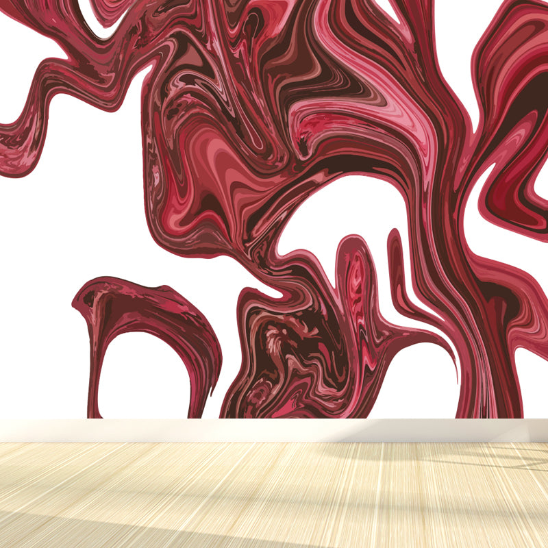 Wavy Patterned Wall Mural Decal Soft Color Modern Wall Covering for Teenage Bedroom