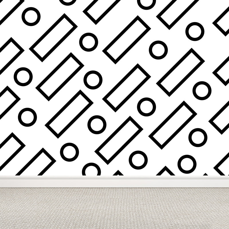 Black and White Geometric Mural Decal Waterproofing Modern Kids Bedroom Wall Decor