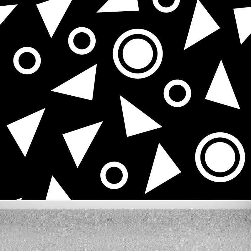 Black and White Geometric Mural Decal Waterproofing Modern Kids Bedroom Wall Decor