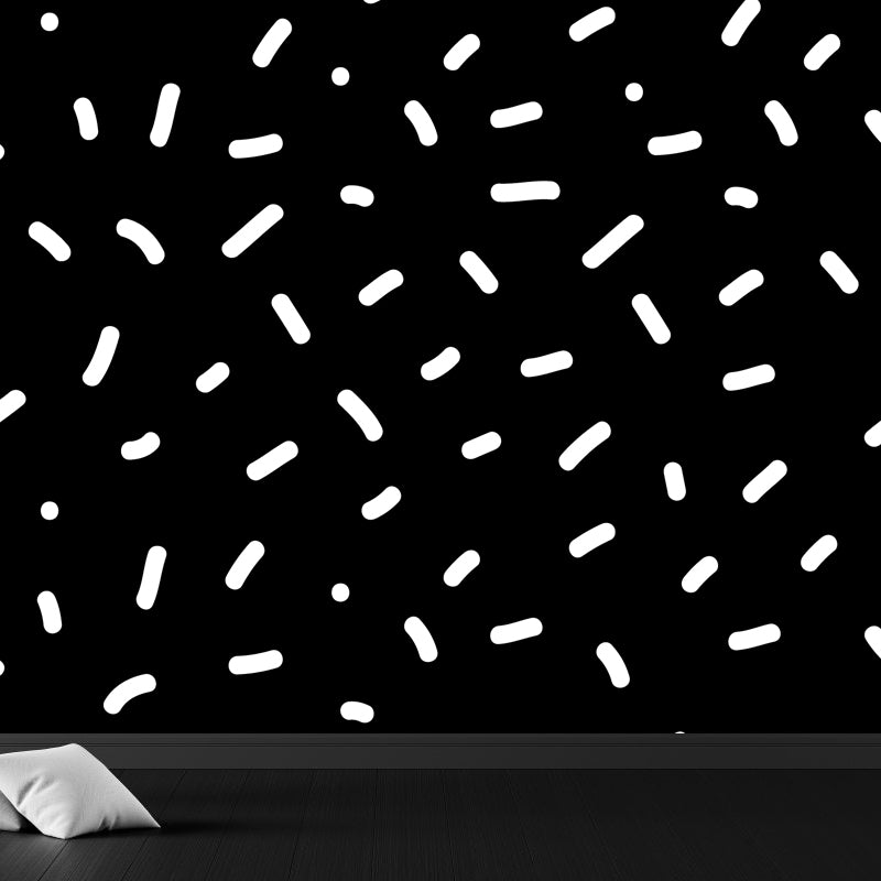 Black and White Geometric Mural Decal Waterproofing Modern Kids Bedroom Wall Decor