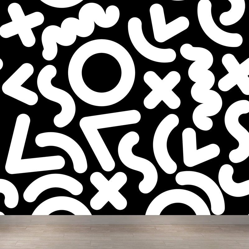 Math and Geometry Wall Mural Black and White Modern Wall Art for Child Room, Made to Measure