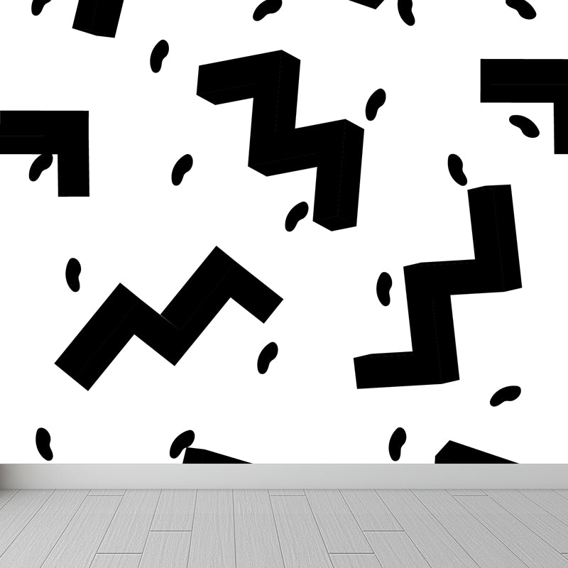 Math and Geometry Wall Mural Black and White Modern Wall Art for Child Room, Made to Measure