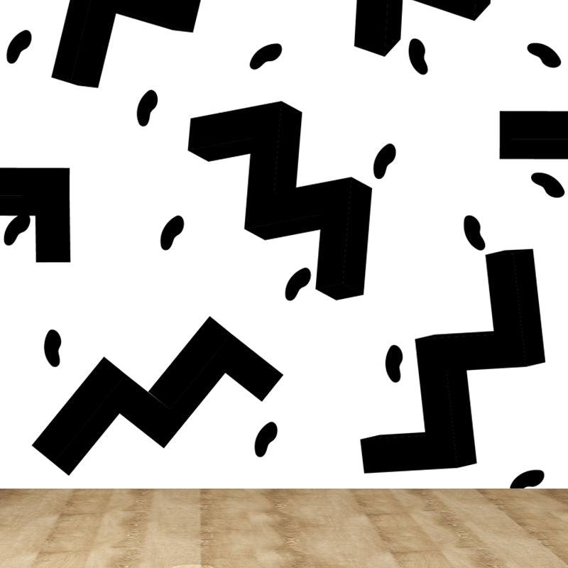 Math and Geometry Wall Mural Black and White Modern Wall Art for Child Room, Made to Measure