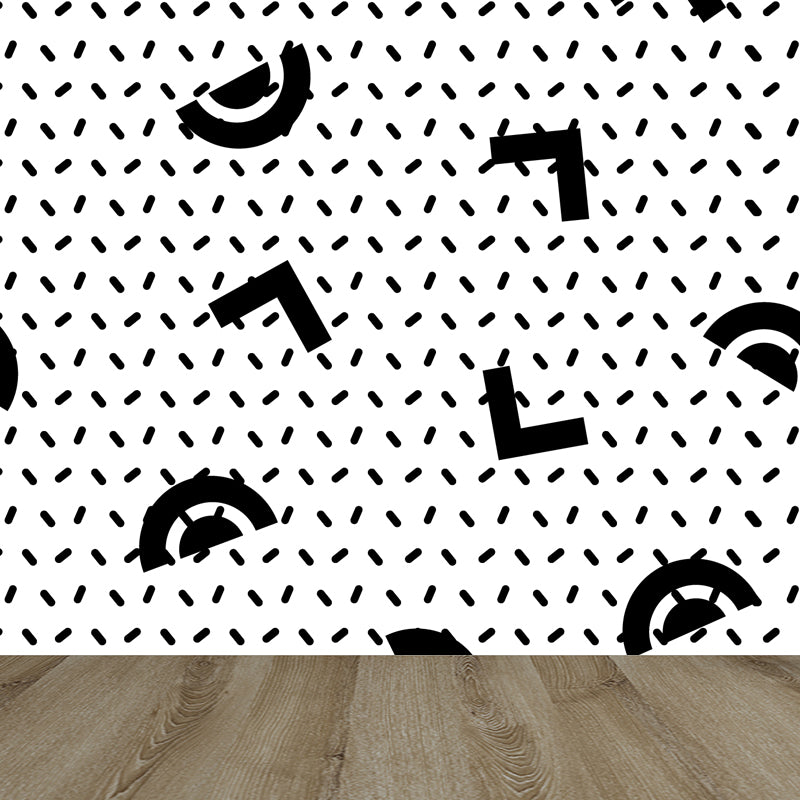 Math and Geometry Wall Mural Black and White Modern Wall Art for Child Room, Made to Measure
