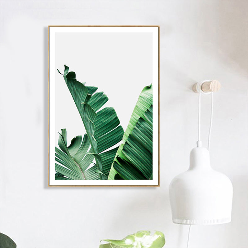 Green Banana Leaves Canvas Art Textured Tropical Bedroom Wall Decor, Multiple Sizes