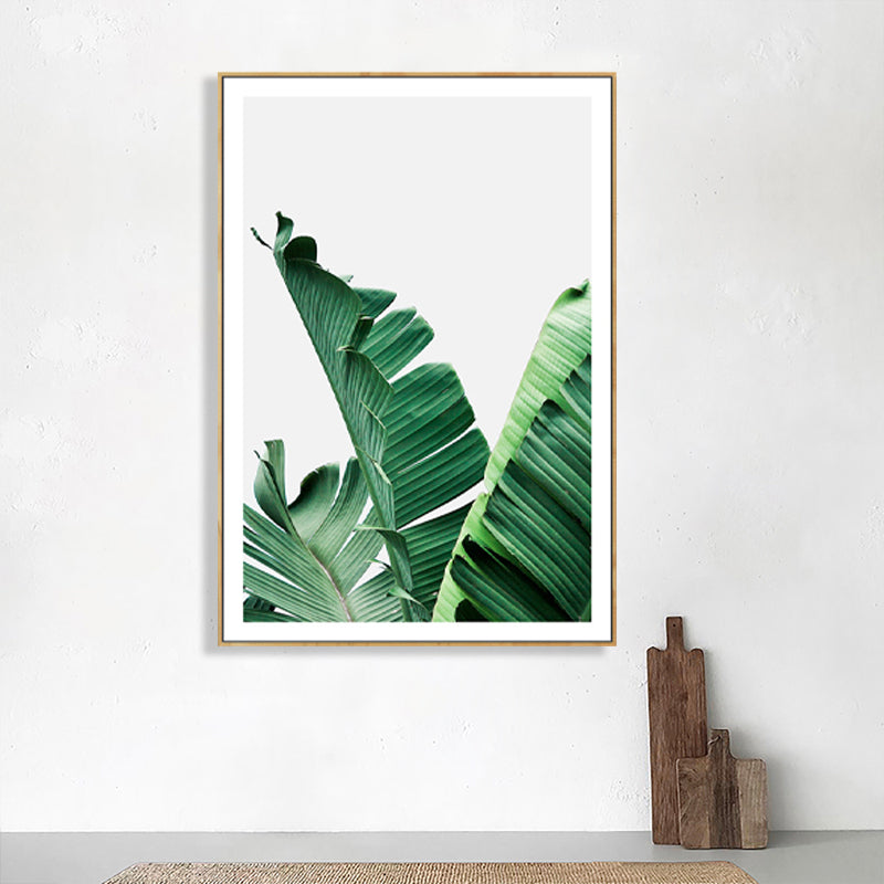 Green Banana Leaves Canvas Art Textured Tropical Bedroom Wall Decor, Multiple Sizes