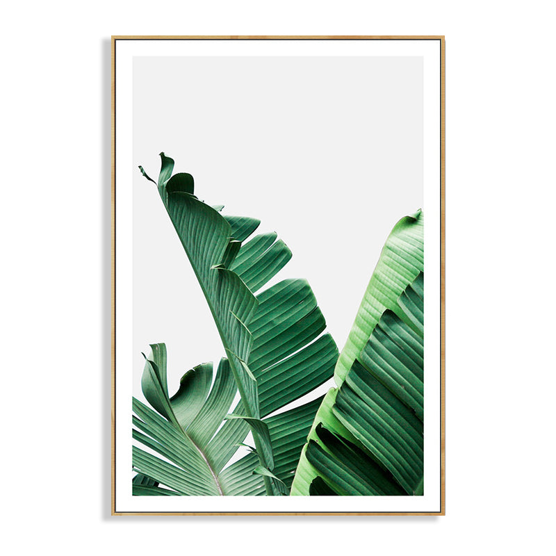 Green Banana Leaves Canvas Art Textured Tropical Bedroom Wall Decor, Multiple Sizes
