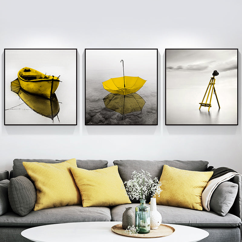 Photographic Still Life Canvas Art Yellow Contemporary Wall Decor for Home, Set of 3