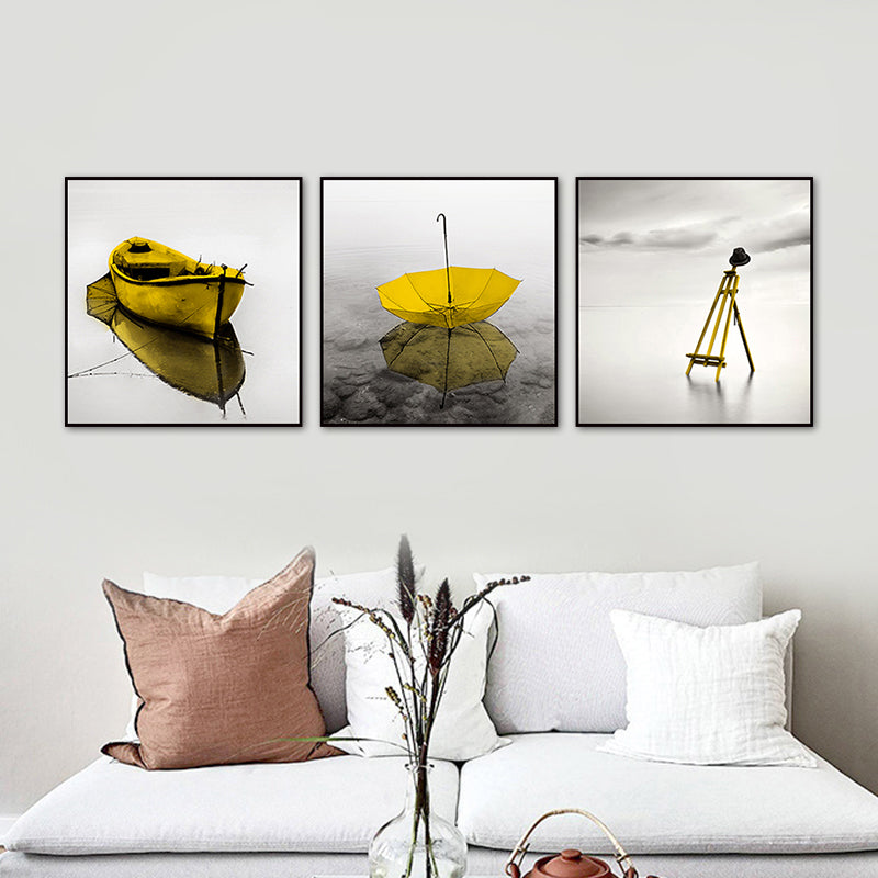 Photographic Still Life Canvas Art Yellow Contemporary Wall Decor for Home, Set of 3