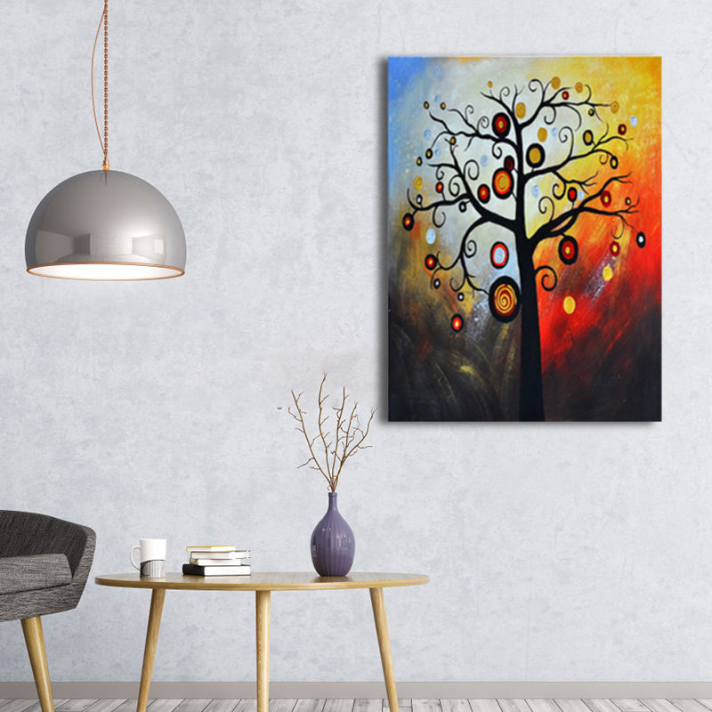 Magische bloemboom schilderij lichte kleur moderne kunststijl wanddecoratie voor eetkamer