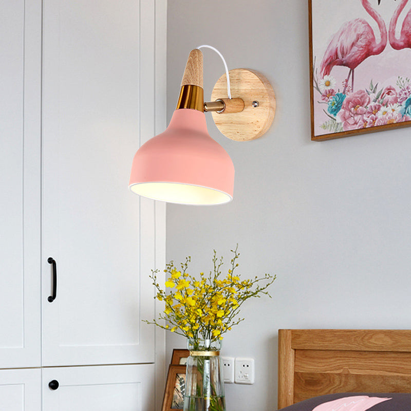 Metal Torch Shaped Wall Light Angle Adjustable 1 Light Nordic Style Sconce Light for Bedside