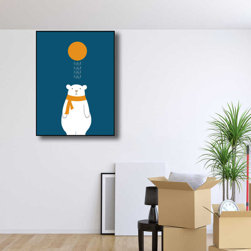 Sea Bear Canvas Print Kids Style Mammal Wall Art Decor in Light Color, Multiple Sizes