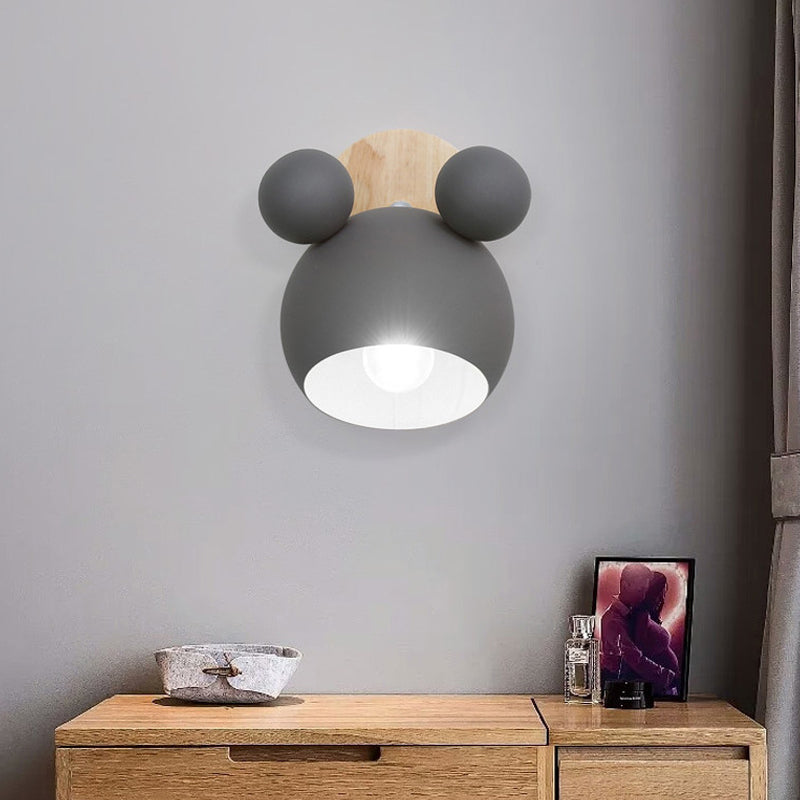 Study Room Mouse Wall Sconce Aluminum 1 Head Nordic Style Gray Wall Light