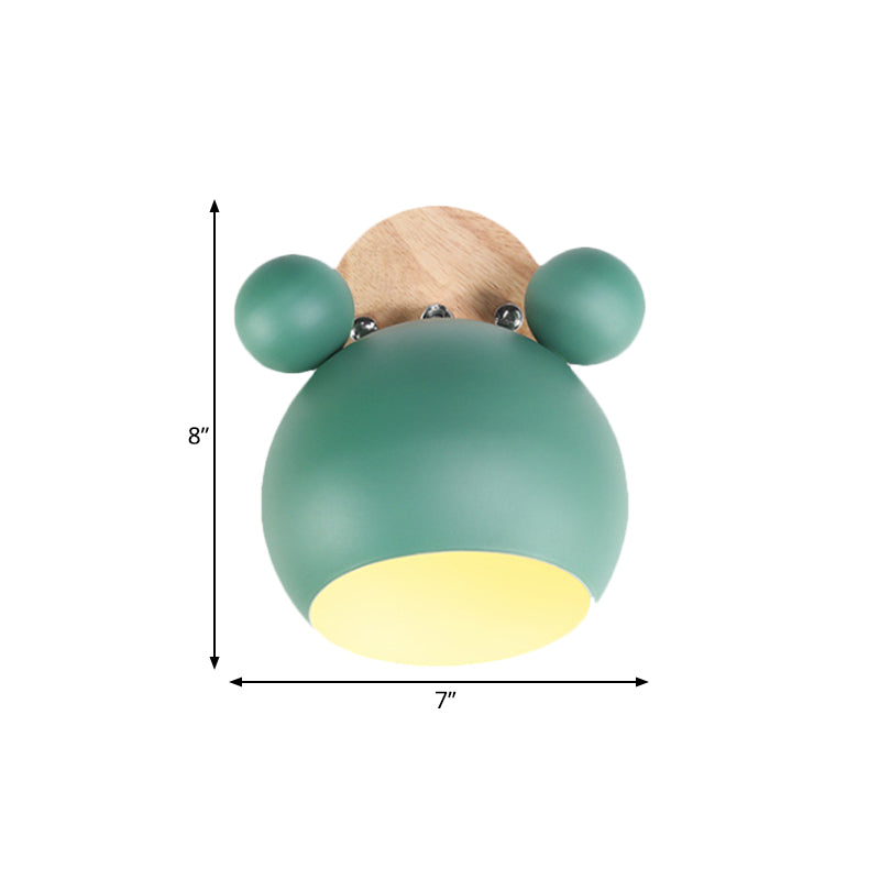 Nordic Style Globe Wall Light Wood & Metal 1 Bulb Wall Sconce for Restaurant Hallway