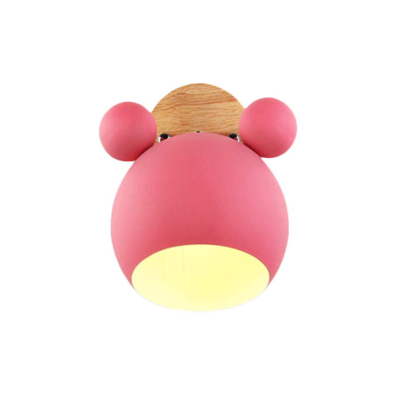 Nordic Style Globe Wall Light Wood & Metal 1 Bulb Wall Sconce for Restaurant Hallway