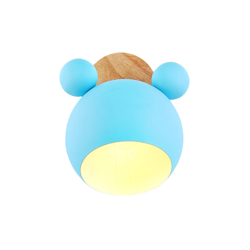 Nordic Style Globe Wall Light Wood & Metal 1 Bulb Wall Sconce for Restaurant Hallway