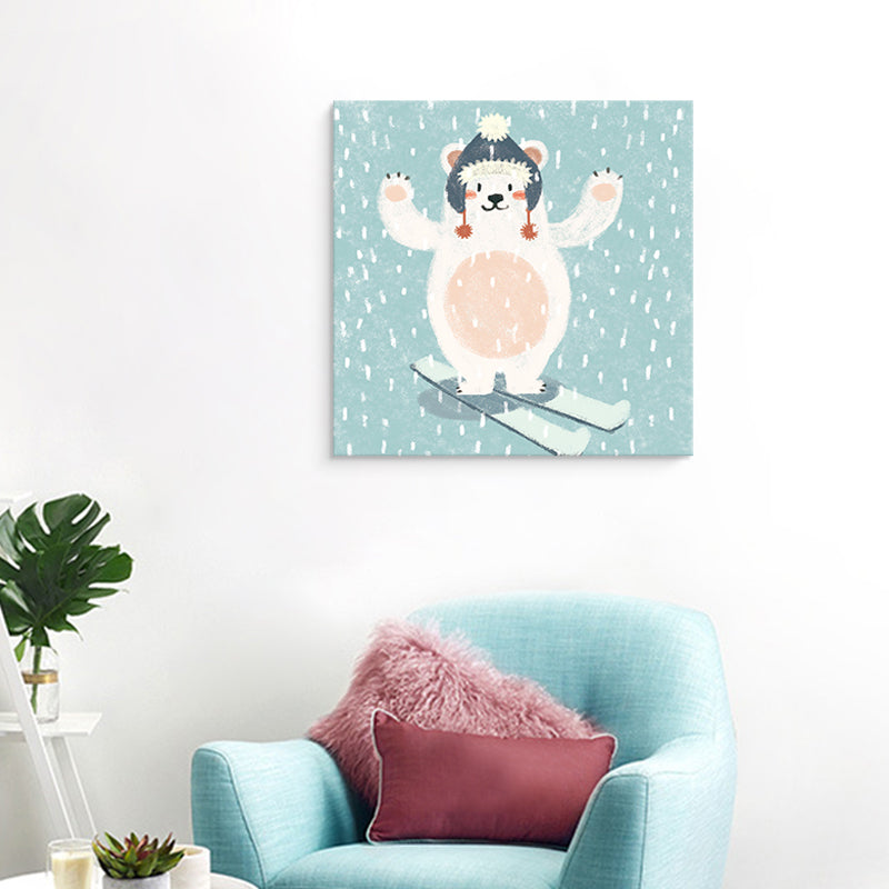Cute Bear Wall Art Print for Childrens Bedroom, Pastel Color, Multiple Size Options